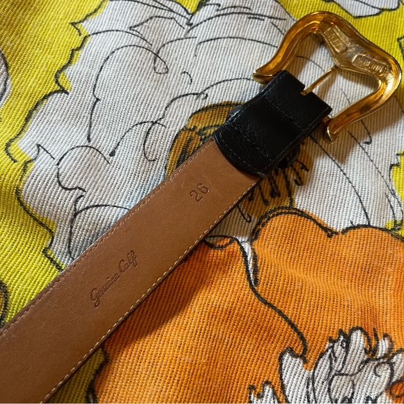 Leather Belt with Gold Buckle - Picture 2 of 4